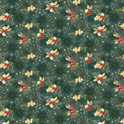 100% Baumwolle mit Weihnachtsmuster auf grünem Hintergrund
