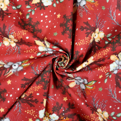 100% Baumwolle mit Weihnachtsmuster auf rotem Hintergrund
