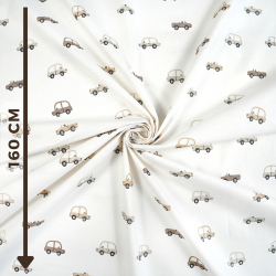 100% Baumwolle Autos beige-braun auf weißem Hintergrund