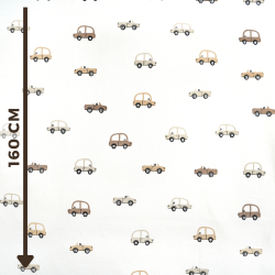 100% Baumwolle Autos beige-braun auf weißem Hintergrund
