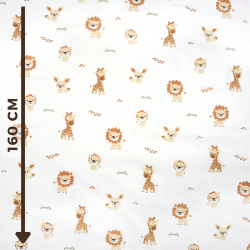 100% Baumwolle Mini-Tiere Beige auf weißem Hintergrund