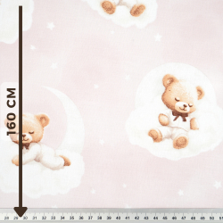 100% Baumwolle mit Bären und Schleifen auf hellrosa Hintergrund