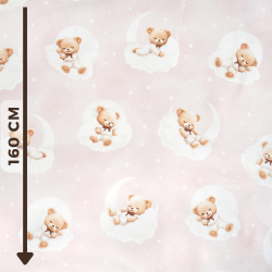100% Baumwolle mit Bären und Schleifen auf hellrosa Hintergrund
