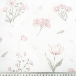 100% Baumwolle mit pastellfarbenen Blumen und Salbeiblättern