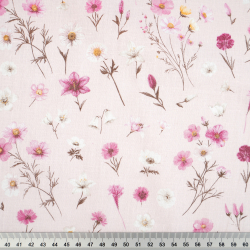 100% Baumwolle mit Wildblumen-Mix auf rosa Hintergrund