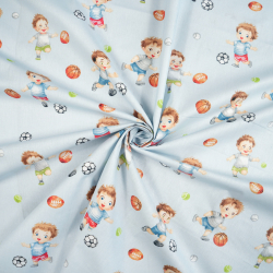 100% Baumwolle Fußballer auf blauem Hintergrund