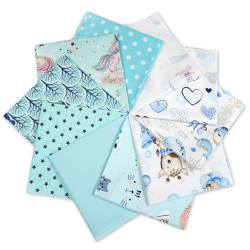 Patchwork-Stoffset 20 Stück 40 x 40 cm - blau/Mädchen  