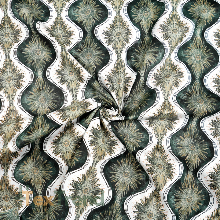 100% Baumwolle grünes Kaleidoskop-Muster  