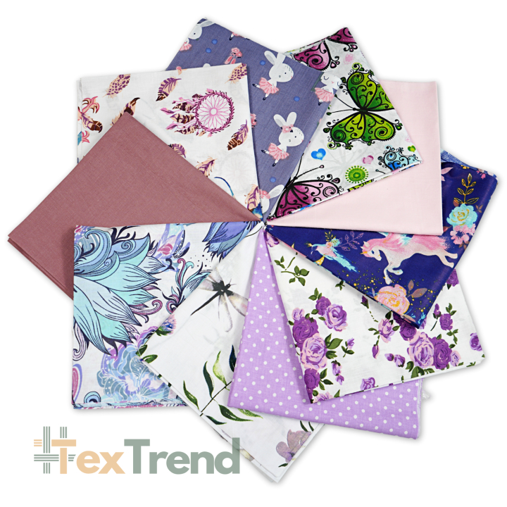 Patchwork-Stoffset 20 Stück 40 x 40 cm - lila/rosa/Mädchen  