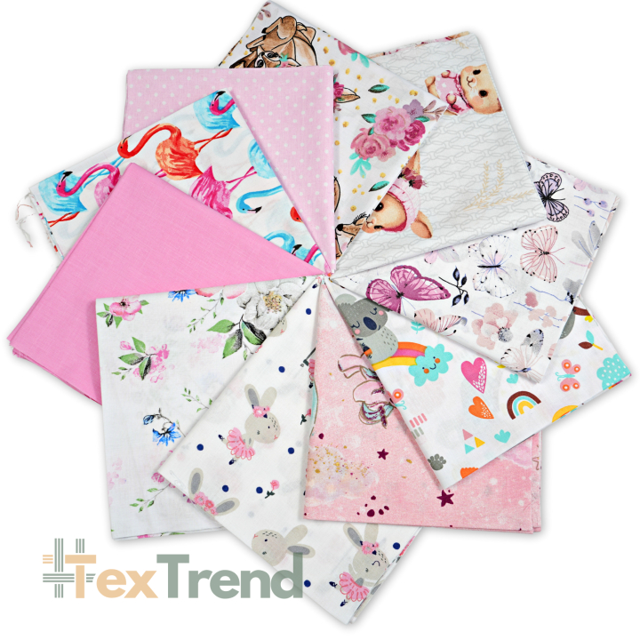 Patchwork-Stoffset 20 Stück 40 x 40 cm - lila/rosa/Mädchen  