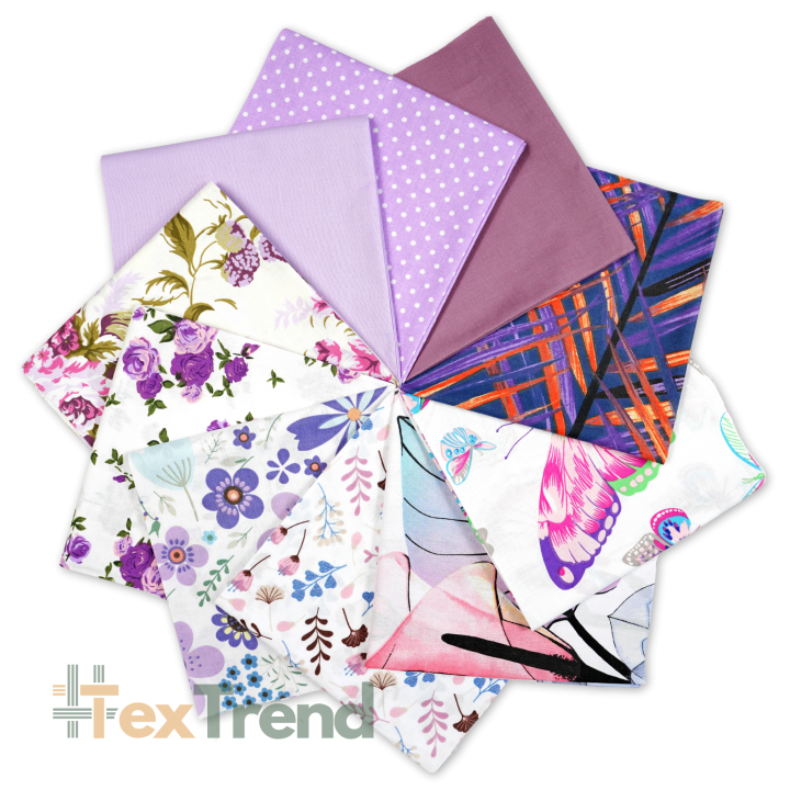 Patchwork-Stoffset 20 Stück 40 x 40 cm - lila/rosa/Erwachsene  