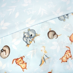 Baumwolle 100% australische Tiere auf blauem Hintergrund  