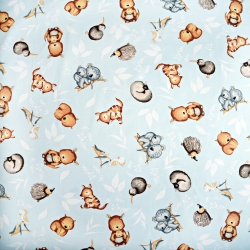 Baumwolle 100% australische Tiere auf blauem Hintergrund  