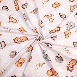 Baumwolle 100% australische Tiere auf rosa Hintergrund  