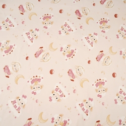 Baumwolle 100% Schafe Mädchen auf apricotfarbenem Hintergrund  