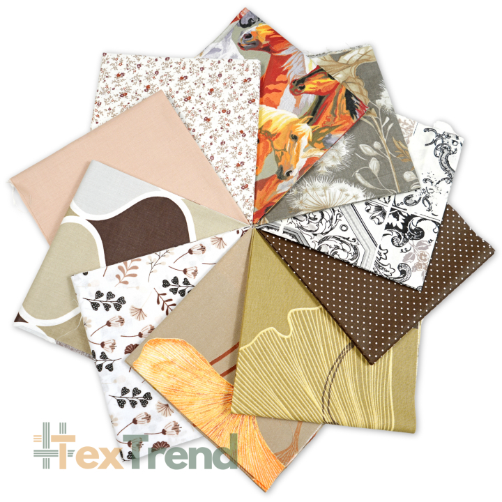 Patchwork-Stoffset 20 Stück 40 x 40 cm - beige/braun/Erwachsene  