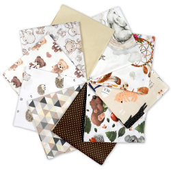 Patchwork-Stoffset 20 Stück 40 x 40 cm - beige/braun/Kinder  