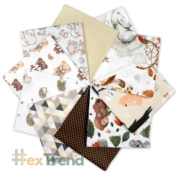 Patchwork-Stoffset 20 Stück 40 x 40 cm - beige/braun/Kinder  