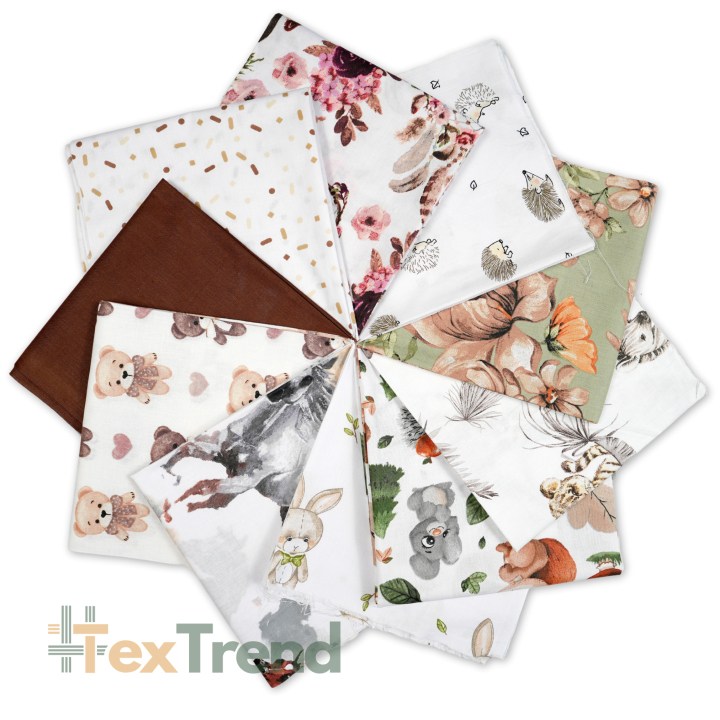 Patchwork-Stoffset 20 Stück 40 x 40 cm - beige/braun/Kinder  