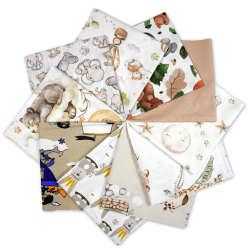 Patchwork-Stoffset 20 Stück 40 x 40 cm - beige/braun/Kinder  