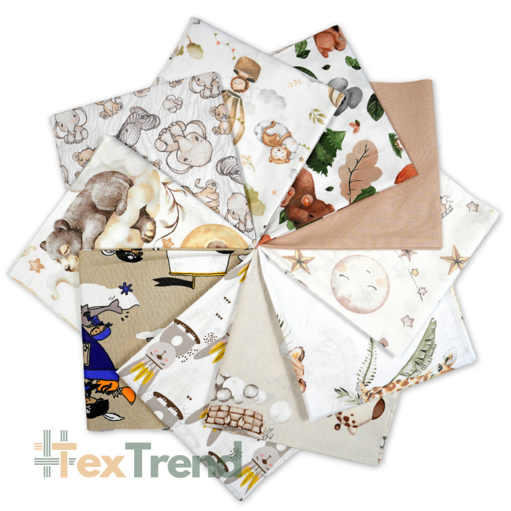 Patchwork-Stoffset 20 Stück 40 x 40 cm - beige/braun/Kinder  