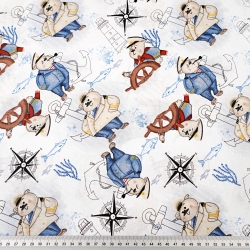 Baumwolle 100% Kapitänsbären in navy-beige  