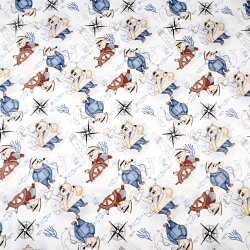 Baumwolle 100% Kapitänsbären in navy-beige  