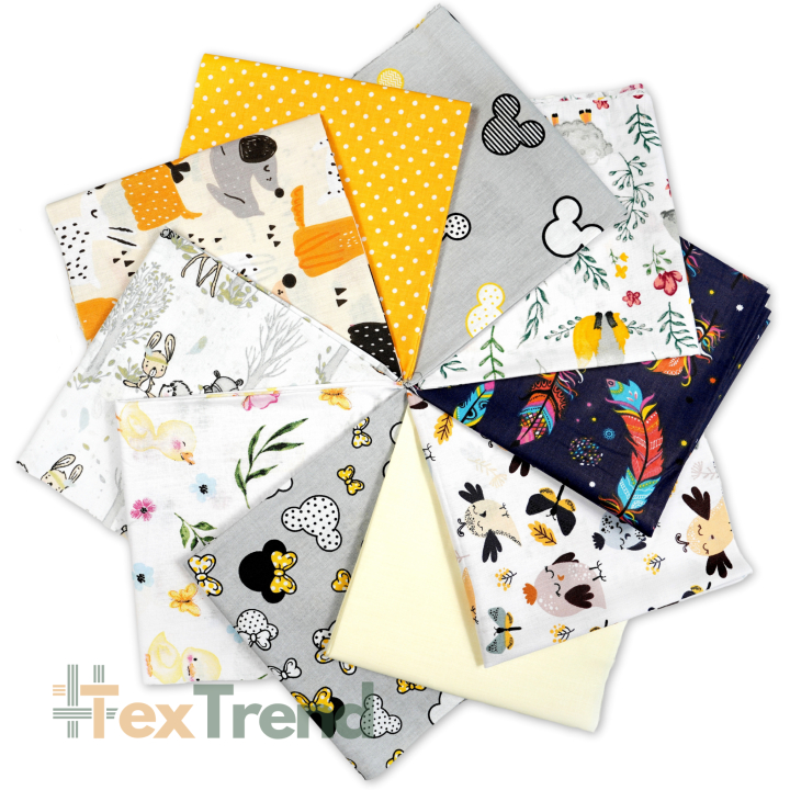 Patchwork-Stoffset 20 Stück 40 x 40 cm - gelb/orange/Mädchen  