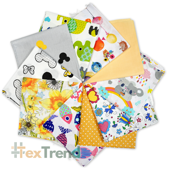 Patchwork-Stoffset 20 Stück 40 x 40 cm - gelb/orange/Mädchen  