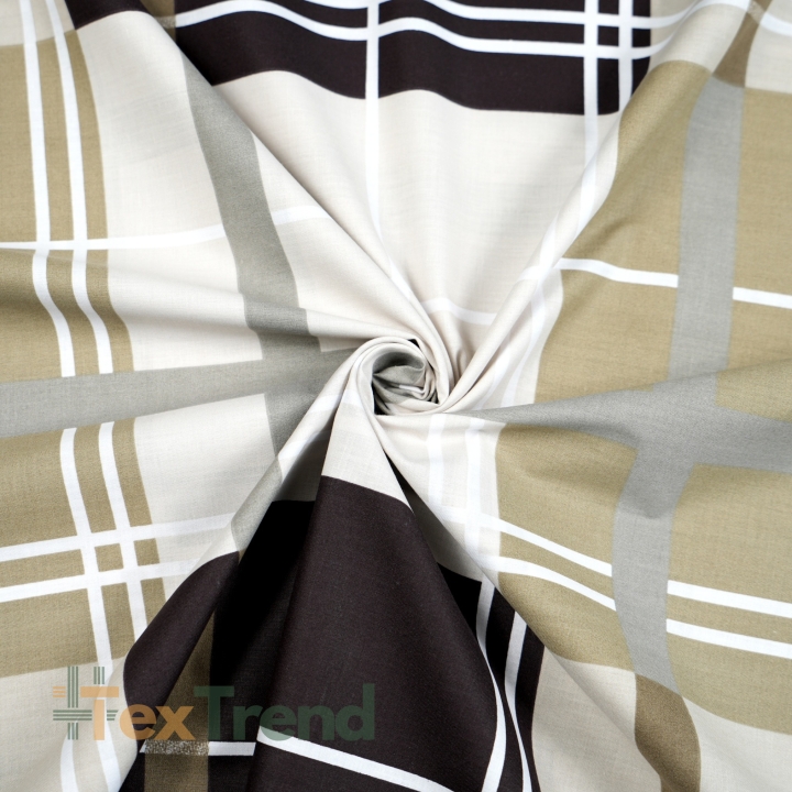 100% Baumwolle große beige-braune Karos - 220 cm  