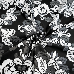 100% Baumwolle schwarz-weißer folkloristischer Muster - 220 cm  