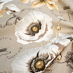 100% Baumwolle große Mohnblumen auf beige Hintergrund - 220 cm  