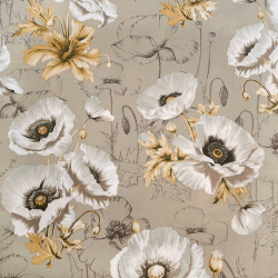 100% Baumwolle große Mohnblumen auf beige Hintergrund - 220 cm  