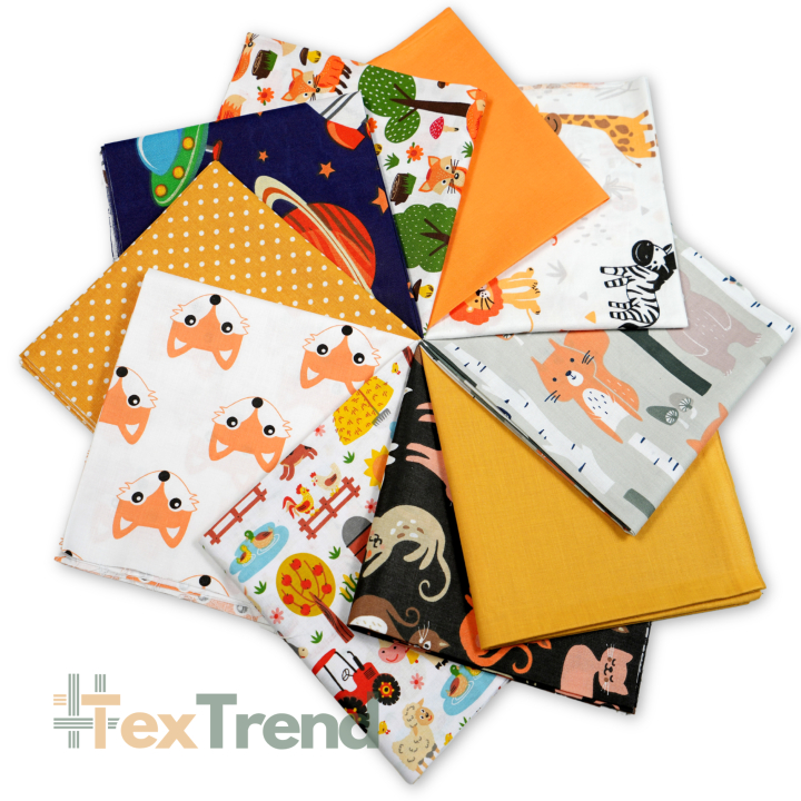 Patchwork-Stoffset 20 Stück 40 x 40 cm - gelb/orange/Junge  