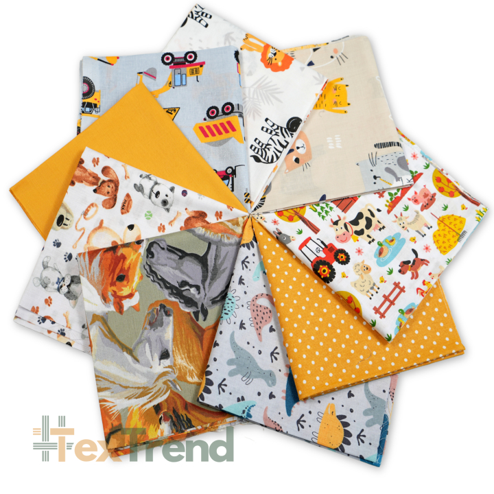 Patchwork-Stoffset 20 Stück 40 x 40 cm - gelb/orange/Junge  