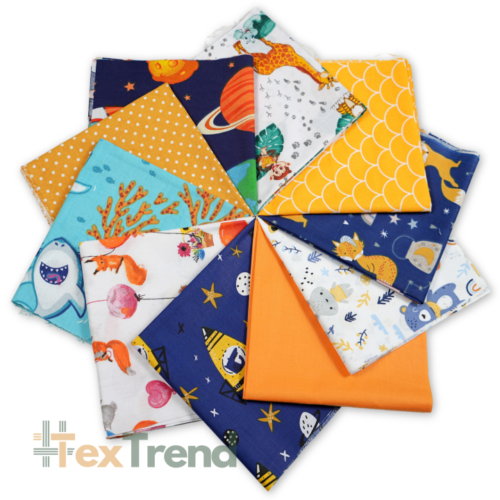 Patchwork-Stoffset 20 Stück 40 x 40 cm - gelb/orange/Junge  