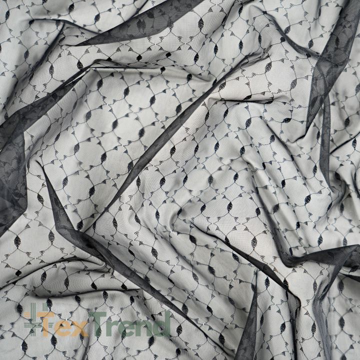 Schwarzer bestickter Chiffon