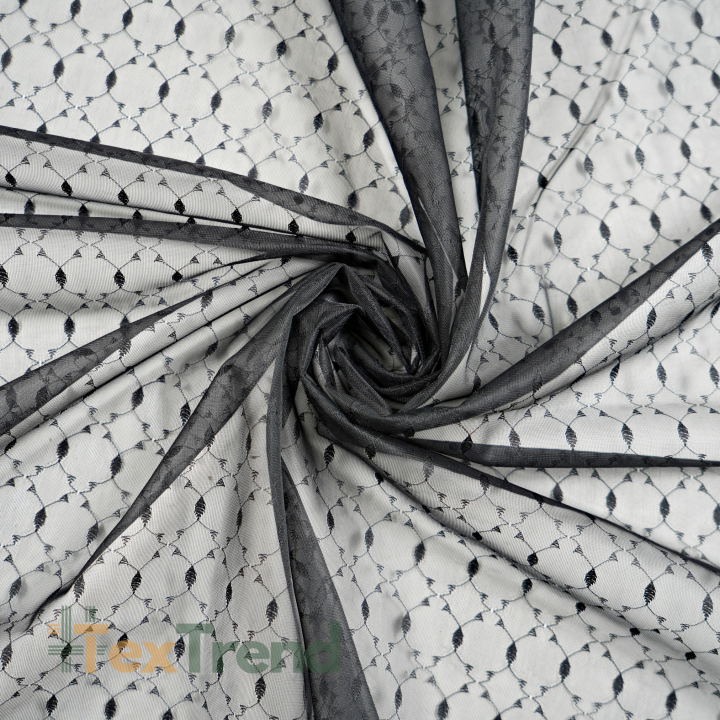 Schwarzer bestickter Chiffon