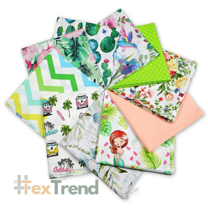 Patchwork-Stoffset 20 Stück 40 x 40 cm - grün/Mädchen  