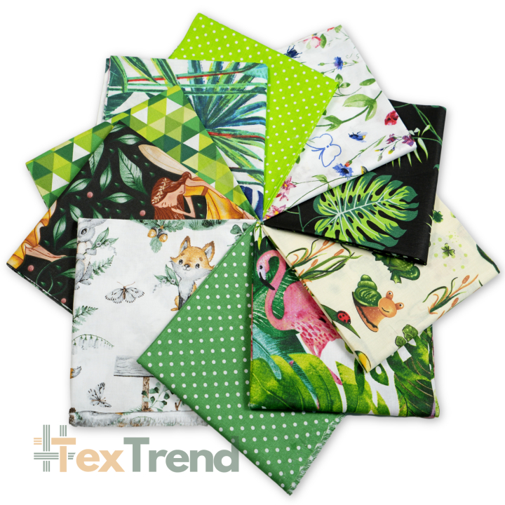 Patchwork-Stoffset 20 Stück 40 x 40 cm - grün/Mädchen  