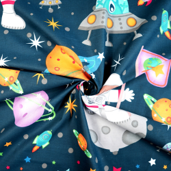 100% Baumwolle großer Kosmos auf dunkelblauem Hintergrund