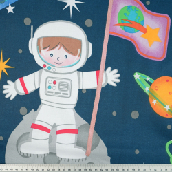 100% Baumwolle großer Kosmos auf dunkelblauem Hintergrund