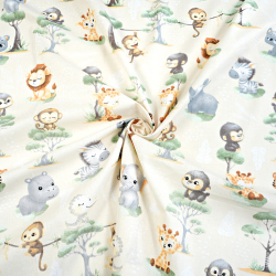 100% Baumwolle afrikanische Tierchen Baby klein auf ecrufarbenem Hintergrund