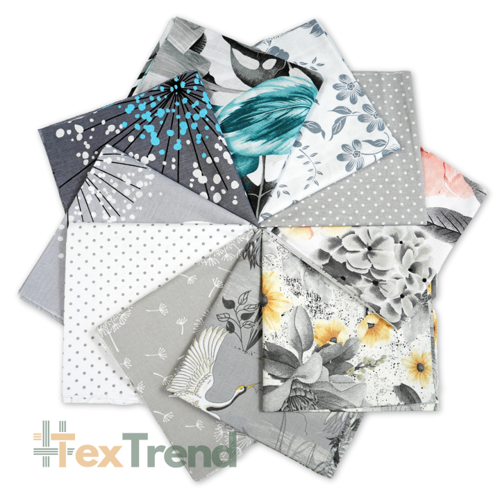 Patchwork-Stoffset 20 Stück 40 x 40 cm - grau/Erwachsene  