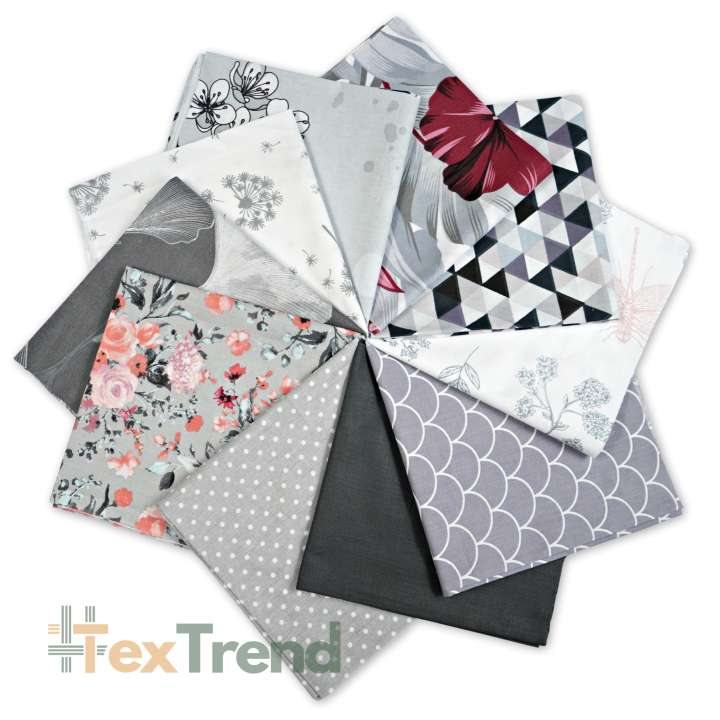 Patchwork-Stoffset 20 Stück 40 x 40 cm - grau/Erwachsene  