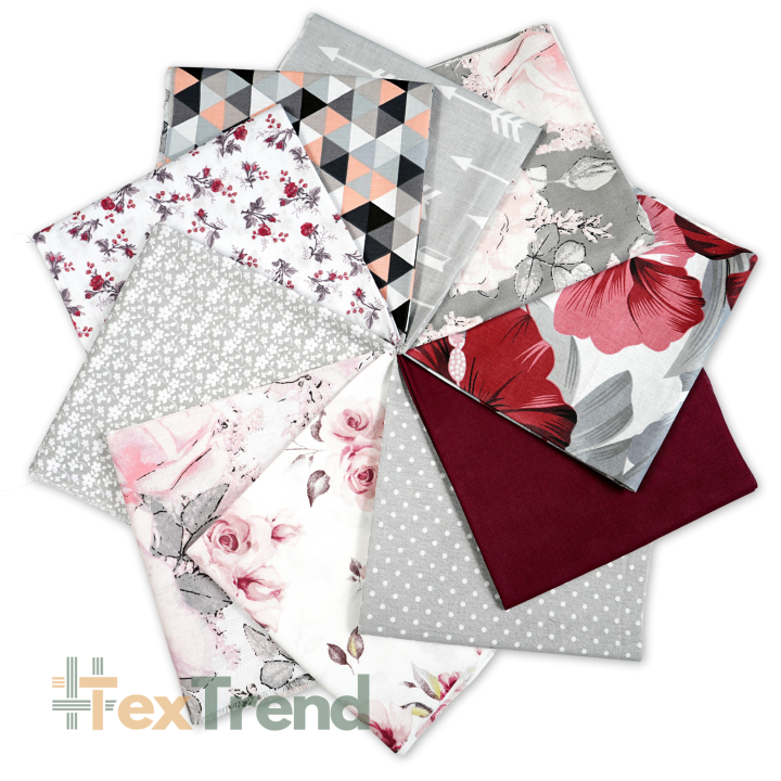 Patchwork-Stoffset 20 Stück 40 x 40 cm - grau/Erwachsene  