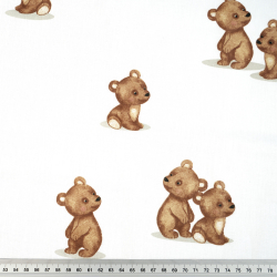 100% Baumwolle mit braunen Bären auf Weiß