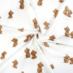 100% Baumwolle mit braunen Bären auf Weiß
