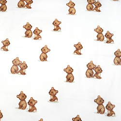 100% Baumwolle mit braunen Bären auf Weiß