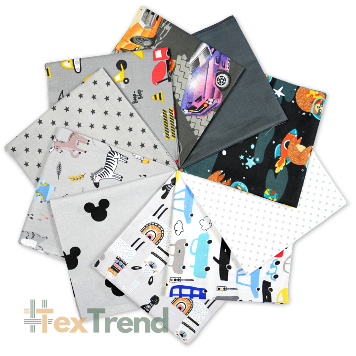 Patchwork-Stoffset 20 Stück 40 x 40 cm - grau/Junge  